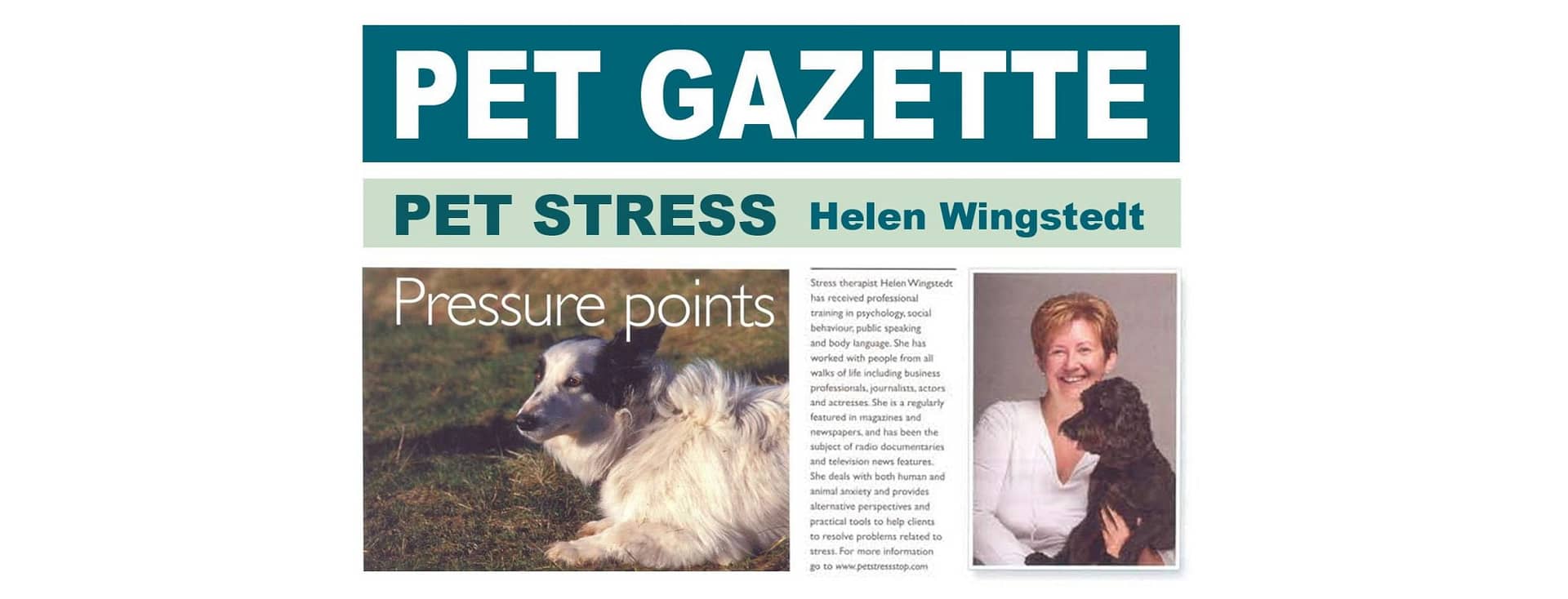 Helen Wingstedt in the Pet Gazette on canine stress